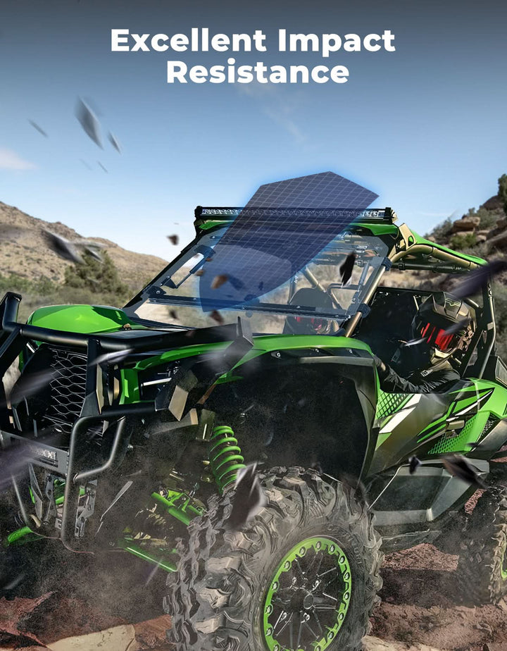 Scratch Resistant Flip Windshield for Kawasaki Teryx KRX 1000 | KRX4 1000 - Kemimoto
