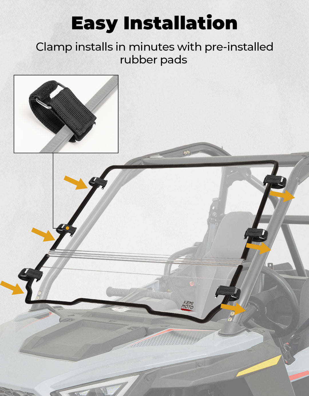 Fild up Windshield for Polaris RZR 200 2022-2024 - Kemimoto