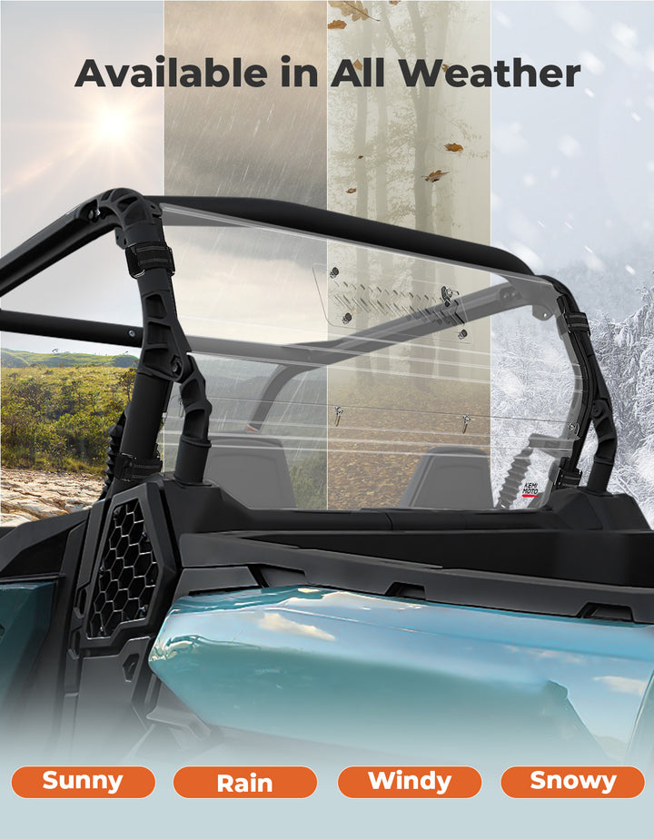 Vented Rear Windshield for Can-Am Commander 700 1000 2021-2025 - Kemimoto