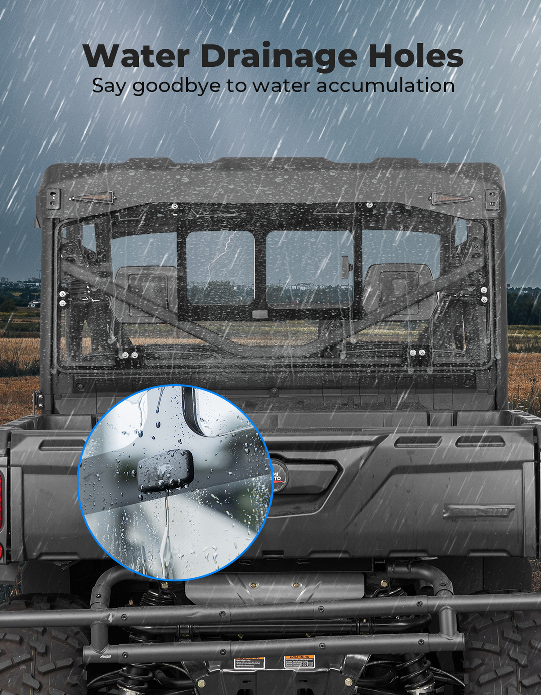 Glass Rear Windshield with Sliding Window for Can-Am Defender & Defender Max HD5/HD8/HD10 (2016–2025) – 5MM DOT Laminated Safety Glass, Scratch-Resistant - Kemimoto