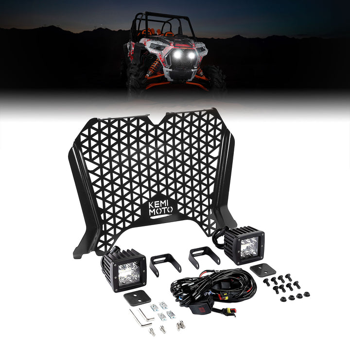 UTV Metal Front Grill Light for Polaris RZR XP 1000/Turbo - Kemimoto