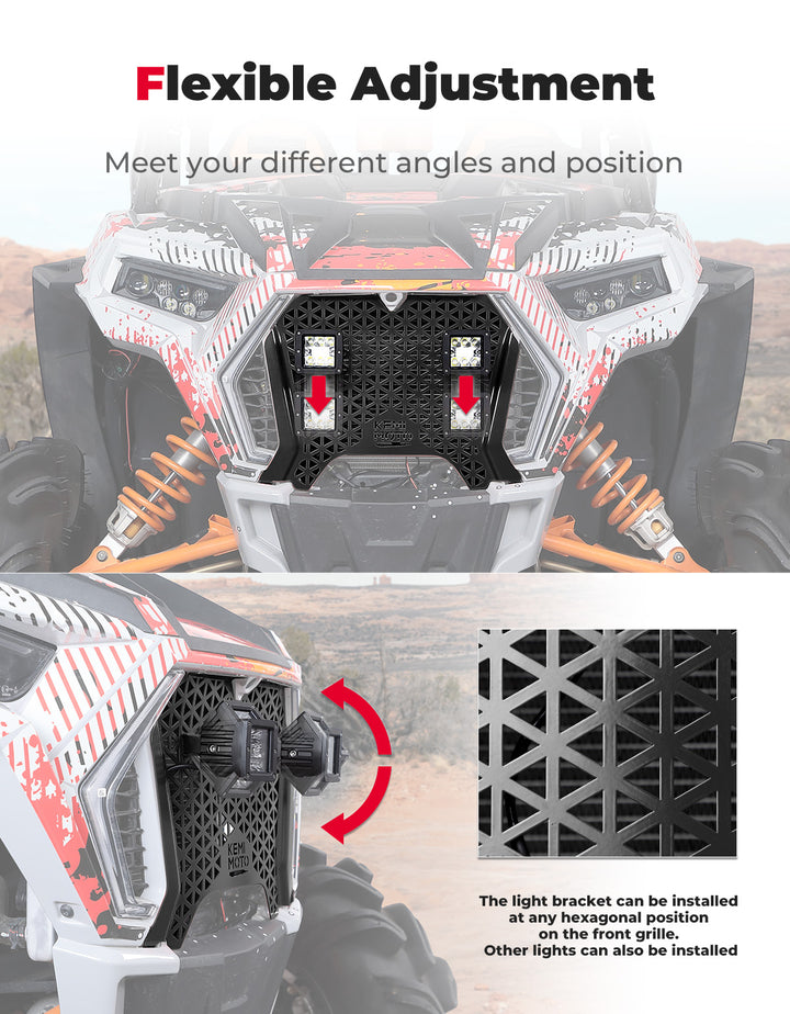 UTV Metal Front Grill Light for Polaris RZR XP 1000/Turbo - Kemimoto