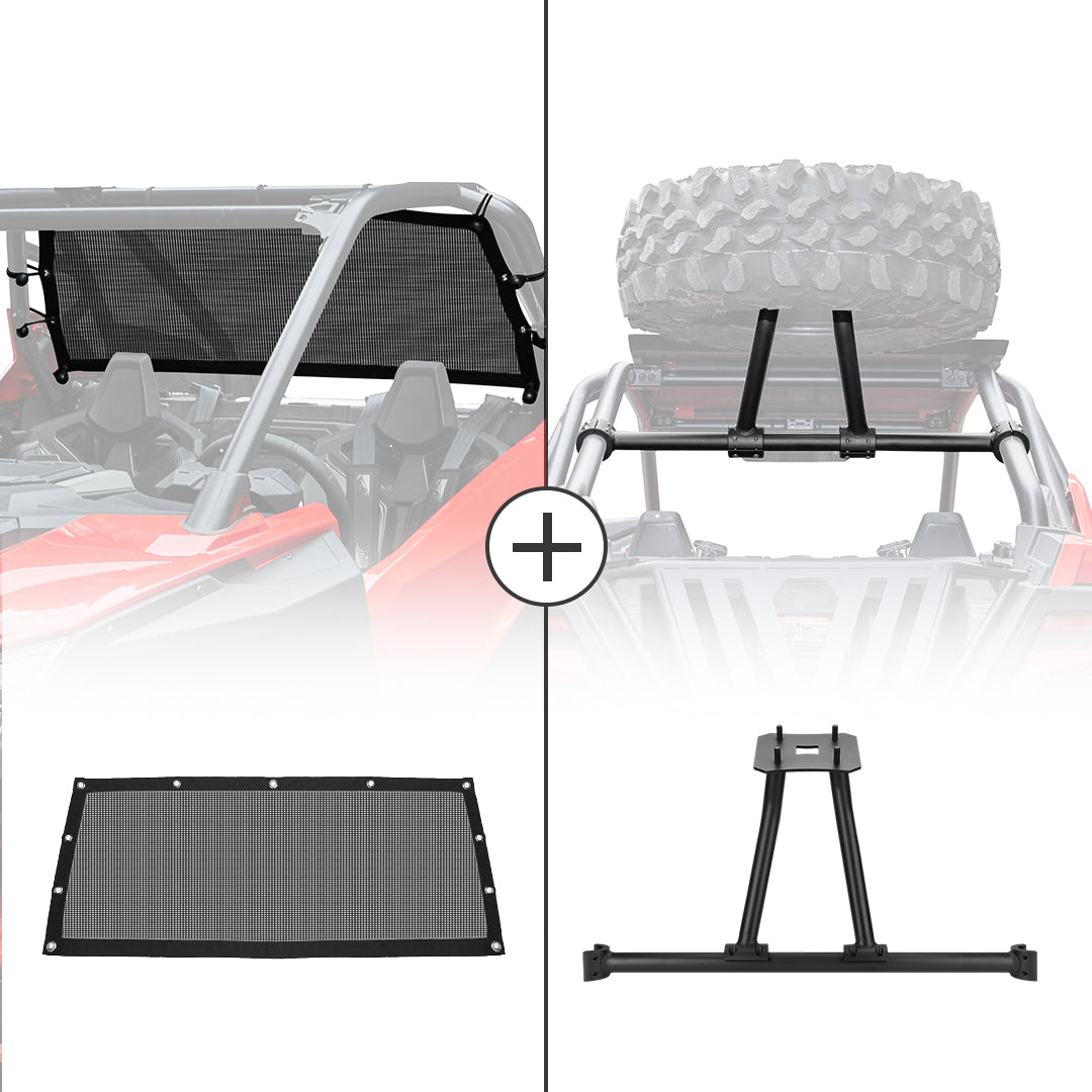 Soft Rear Window Net & Spare Tire Carrier for Polaris RZR PRO XP 2020-2023