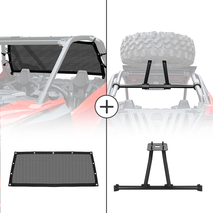 Soft Rear Window Net & Spare Tire Carrier for Polaris RZR PRO XP 2020-2023