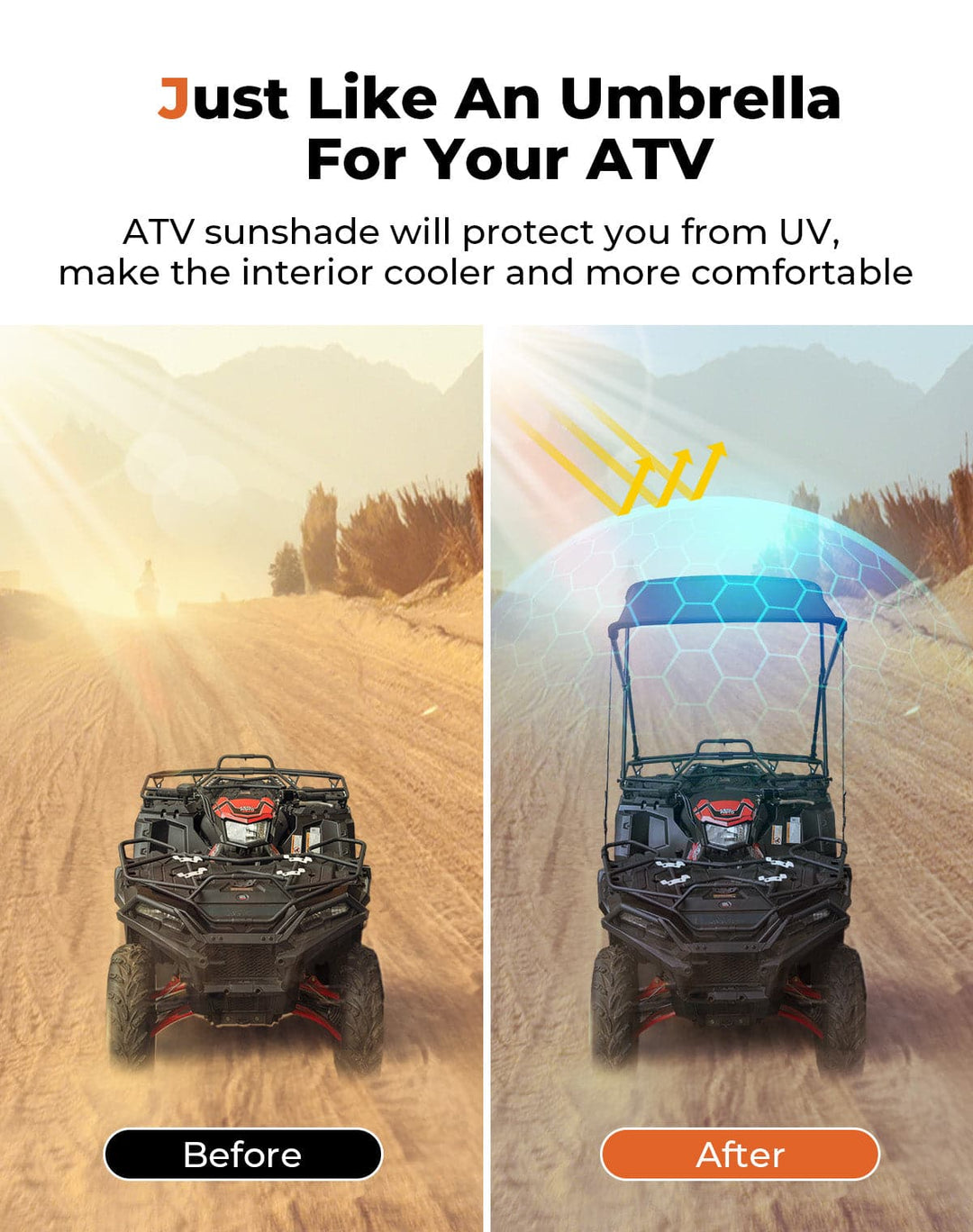 ATV Foldable Sunshade for Outlander CForce Fourtrax Sportsman - Kemimoto