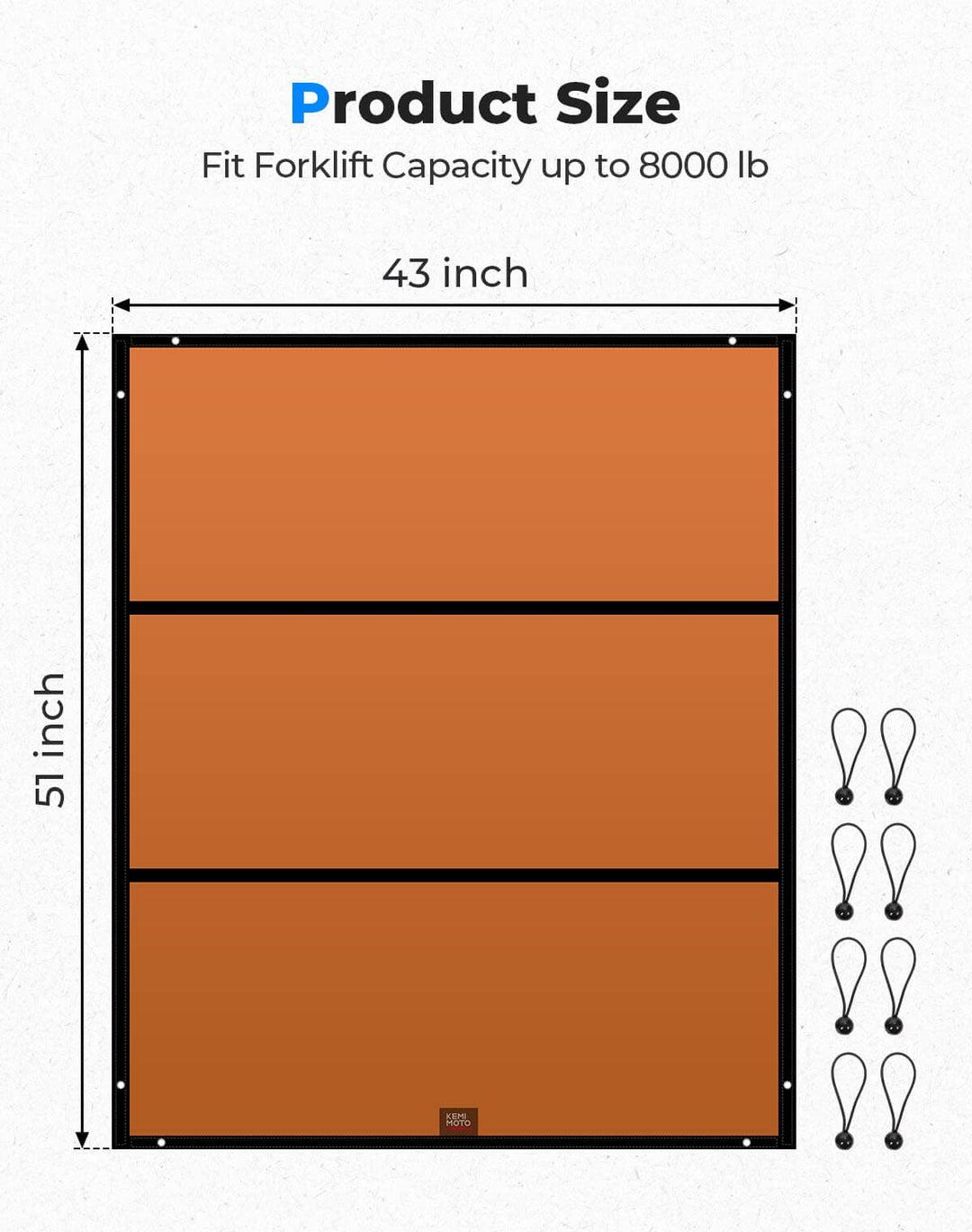 Forklift Anti-UV Shade Cover Waterproof 51in x 43in - Kemimoto