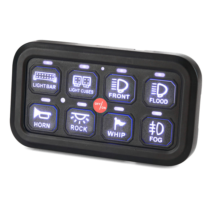 12-24V 8 Gang Switch Panel for Cars, UTVs, Trucks, Wrangler & RZR X3 - Kemimoto