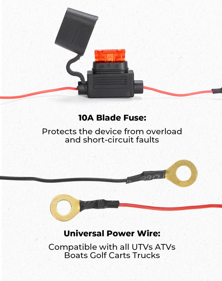 Whip Lights Rocker Switch with Wiring Harness Kit for 12V UTV ATV - Kemimoto
