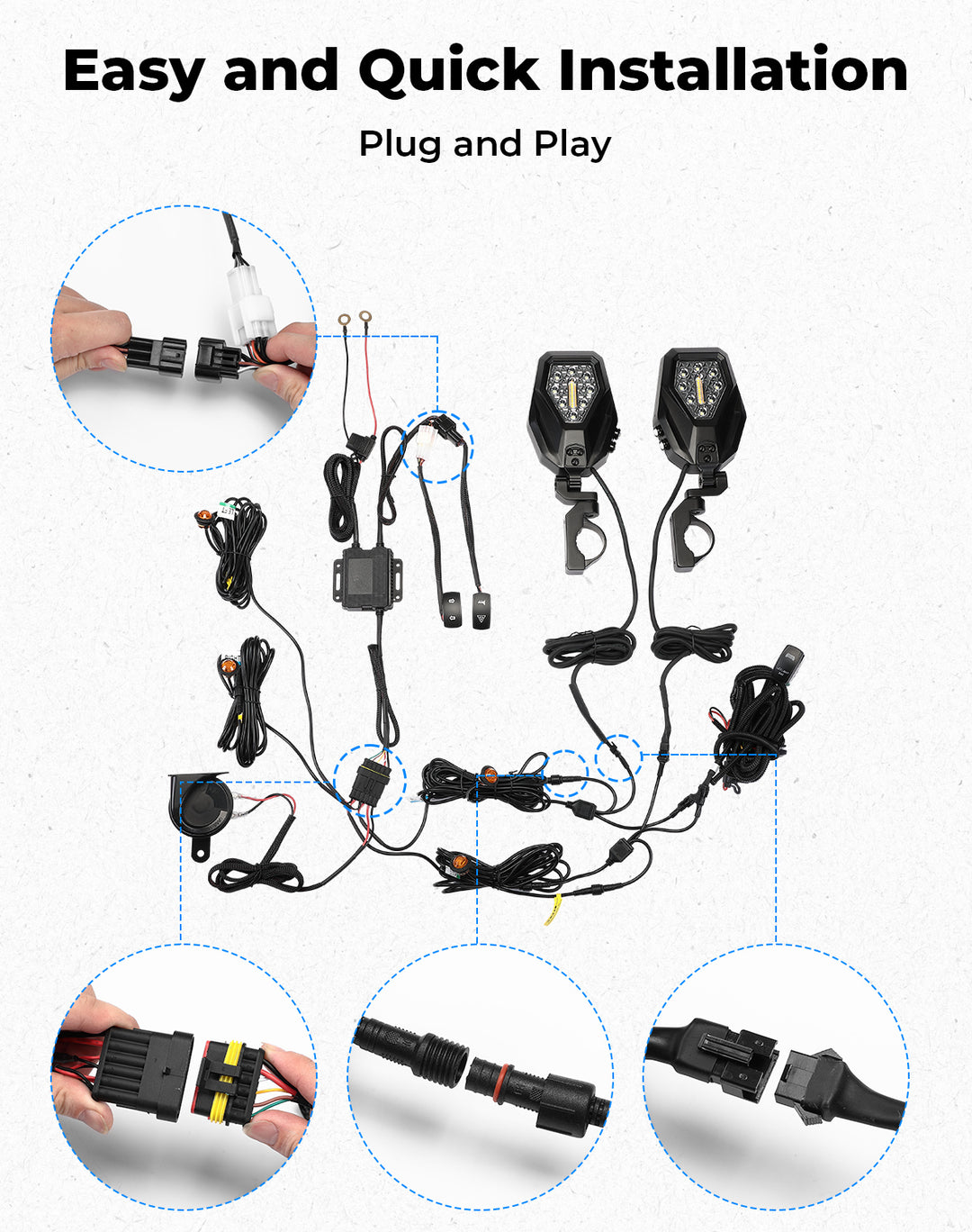 Turn Signal Harness: Synchronize KM Turn Signal Mirrors and Kits with One Switch - Kemimoto