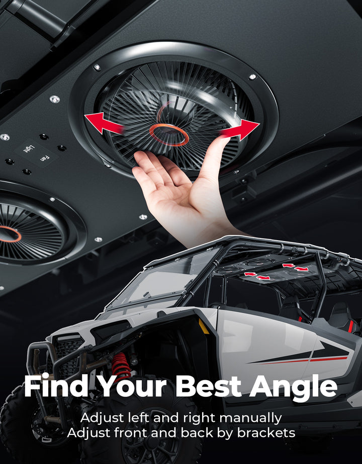 Overhead Fan for UTV with 57-41 inch Roof Width for Can-Am Polaris CFmoto - Kemimoto