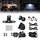 Kit de luces direccionales para UTV con bocina de 110D y portamatrículas con luz para Polaris, Can-Am, Teryx, CFMOTO