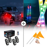 UTV 4/8 Pod Rock Light Kit & 5FT Whip Lights for Polaris / Can-am / Kawasaki / Honda