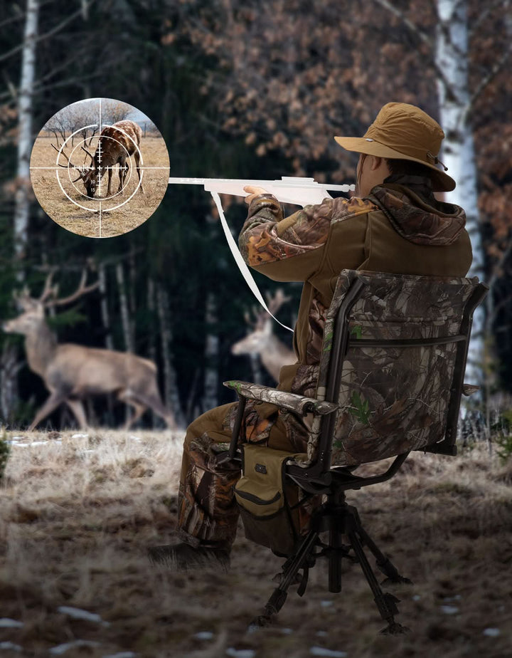 Heated Hunting Blind Chair 360 Degree Silent Swivel with 20000mAh Battery - Kemimoto