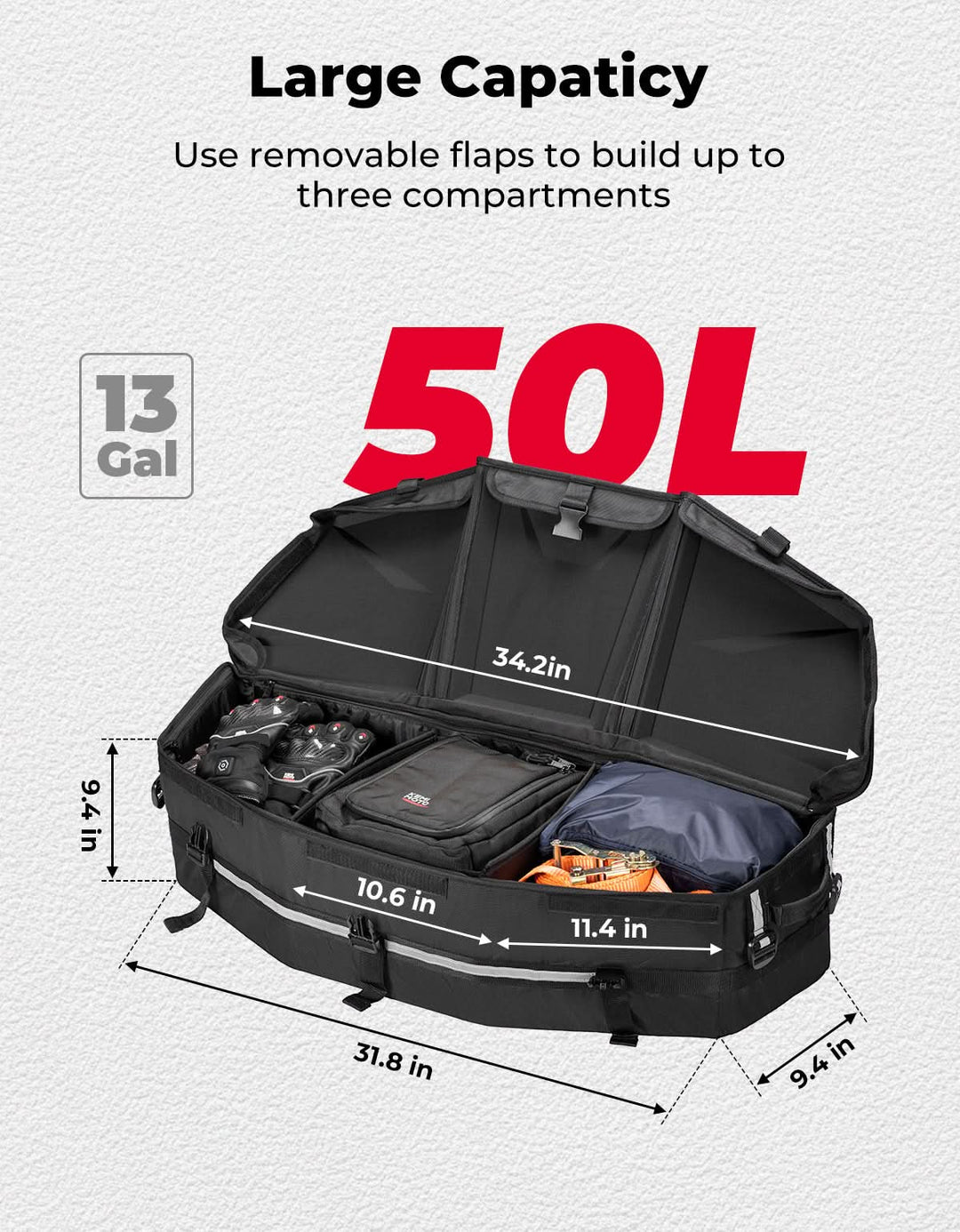 Upgraded 50L ATV Cargo Bag – Front/Rear Rack Cooler & Storage Box, Fits Can-Am X3, Outlander, Renegade 500–1000 - Kemimoto