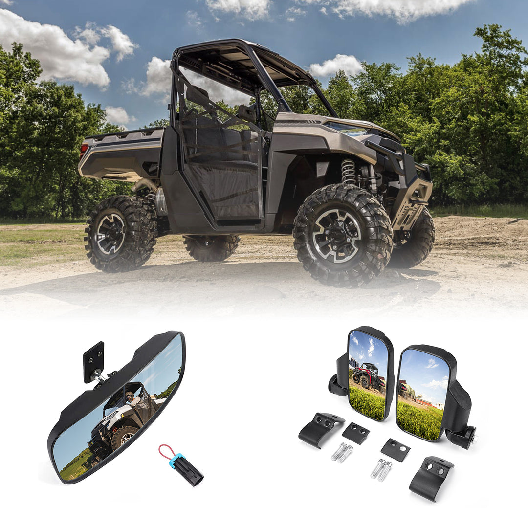 Rear View Mirror & Side Mirrors Fit Polaris Ranger 2015-2023