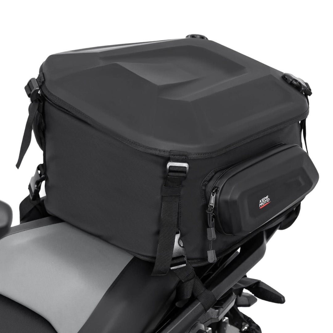 Motorcycle Hard Shell Tail Bag 23-35L Expandable Waterproof - Kemimoto