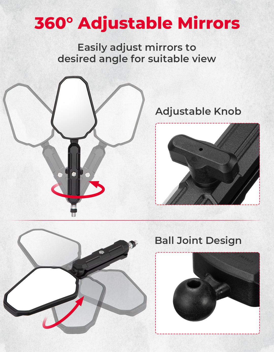 Adventure Motorcycle Mirrors M8 M10 Bolt Handlebar Mount - Kemimoto
