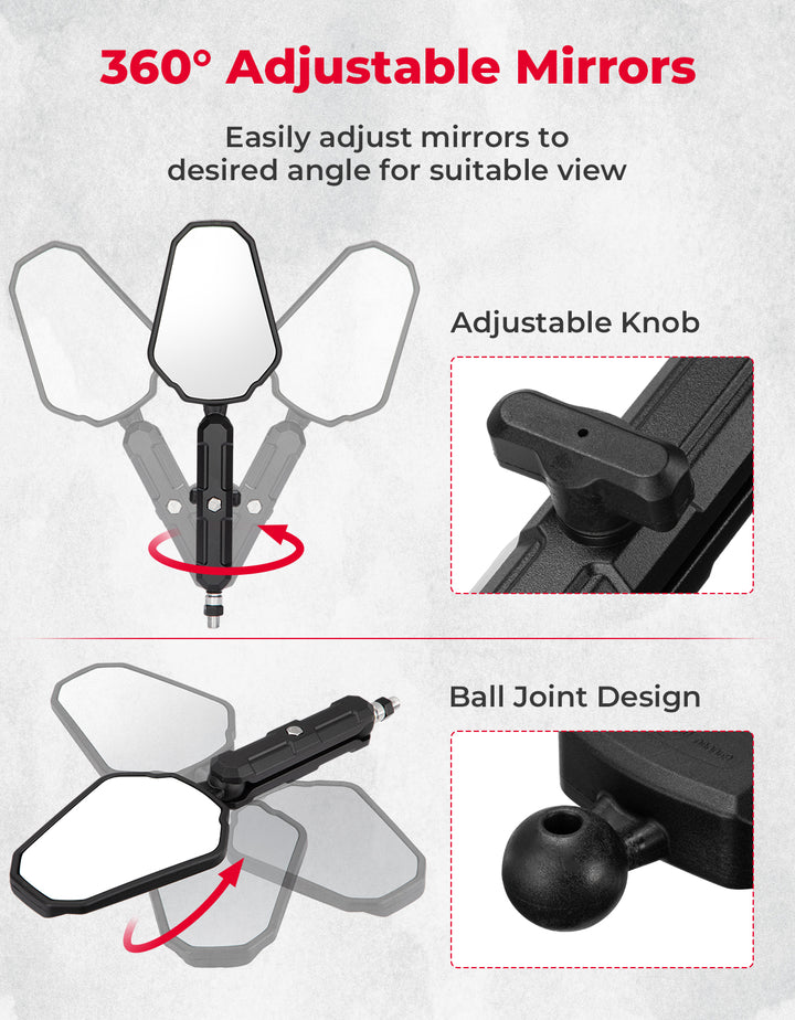 Adventure Motorcycle Mirrors M8 M10 Bolt Handlebar Mount - Kemimoto