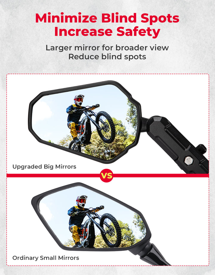 Adventure Motorcycle Mirrors M8 M10 Bolt Handlebar Mount - Kemimoto