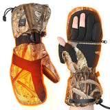 Heated Hunting Gloves Camo, Flip Fingerless Mittens for Men Women