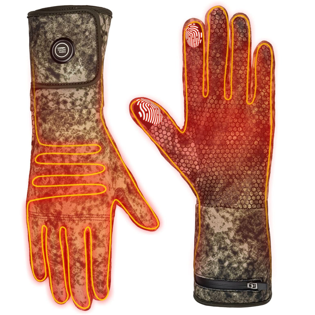 Camo Heated Hunting Gloves Men Women Touchscreen with 2 Batteries - Kemimoto