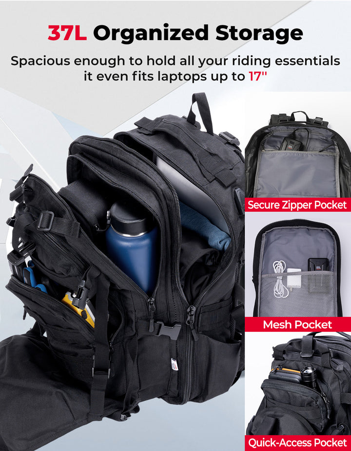 37L Motorcycle Helmet Backpack with USB-charge Port