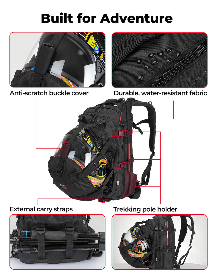 37L Motorcycle Helmet Backpack with USB-charge Port