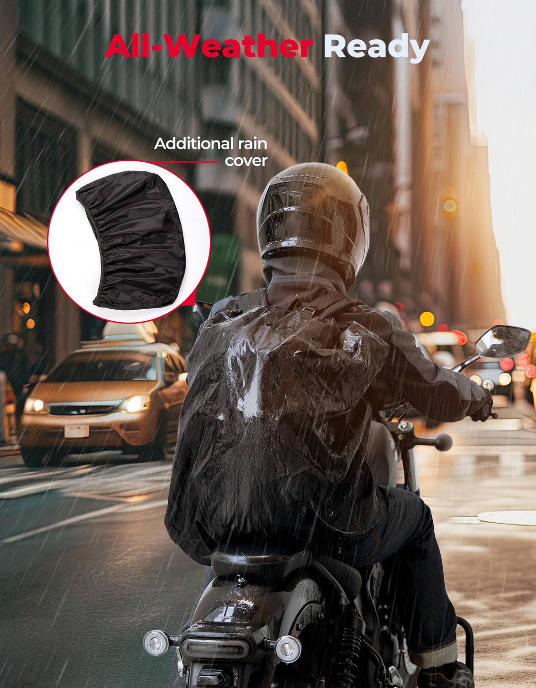 37L Motorcycle Helmet Backpack with USB-charge Port