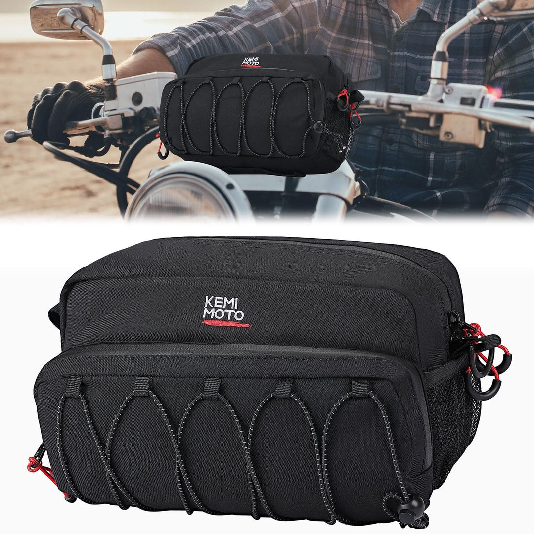 Motorcycle Handlebar Bag for Cruiser Softail Dyna Sportsters - Kemimoto