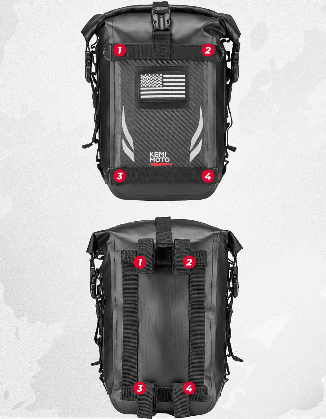 Universal Waterproof Motorcycle Tail Bag for Dirt Bike Adventure 6.5L Grey - Kemimoto