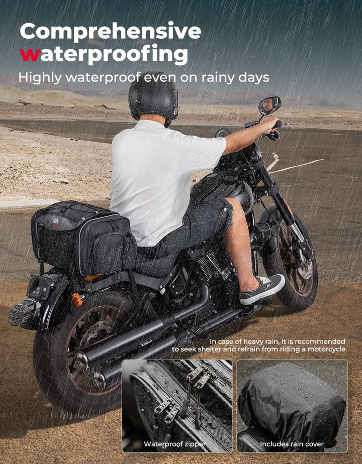 Motorcycle Travel Luggage Bags, 23L-30L Expandable Tail Bag - Kemimoto