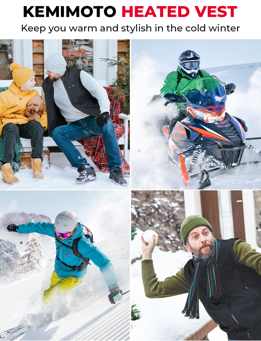 Men's Heated Vest for Skiing Hiking Hunting