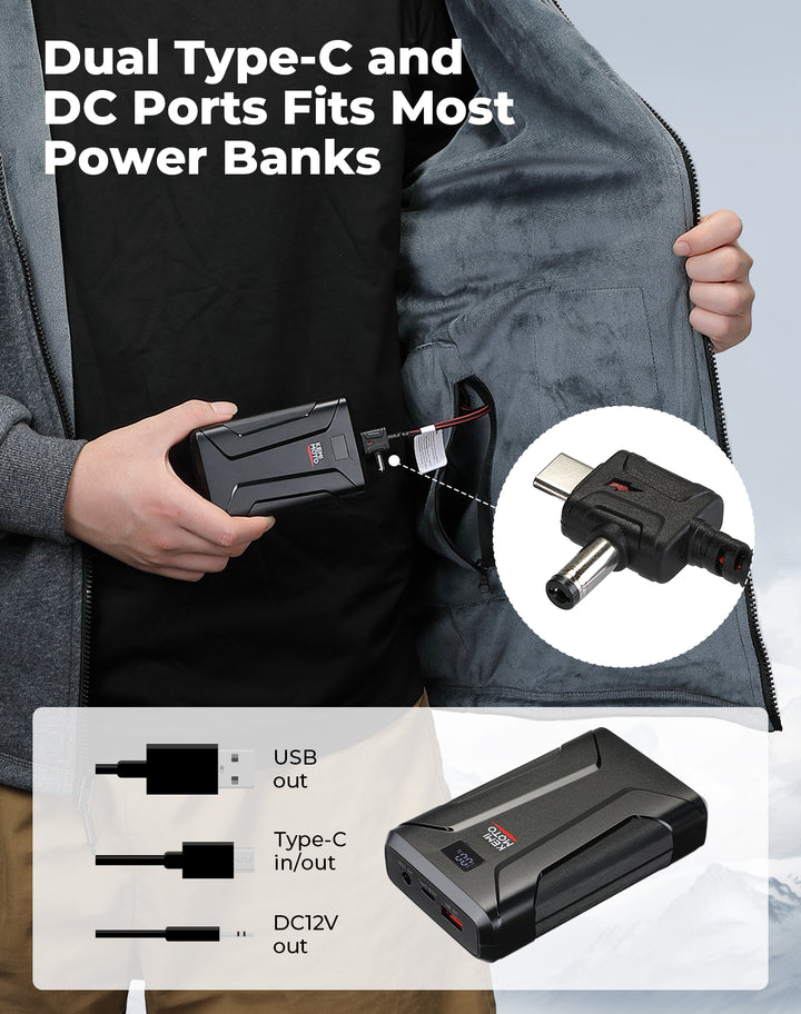 Heated Hoodie with 12V Battery Pack & 12V Rechargeable Battery - Kemimoto