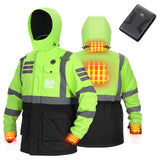 Chaqueta de seguridad calefactable para hombre con batería, impermeable y de alta visibilidad para trabajo de invierno