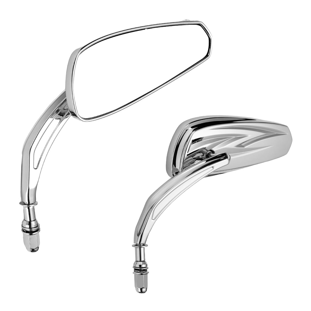 JMTBNO Long Stem Rearview Mirrors – Matte Black For Harley Cruiser Bobber Chopper Softail (8mm/10mm Thread)