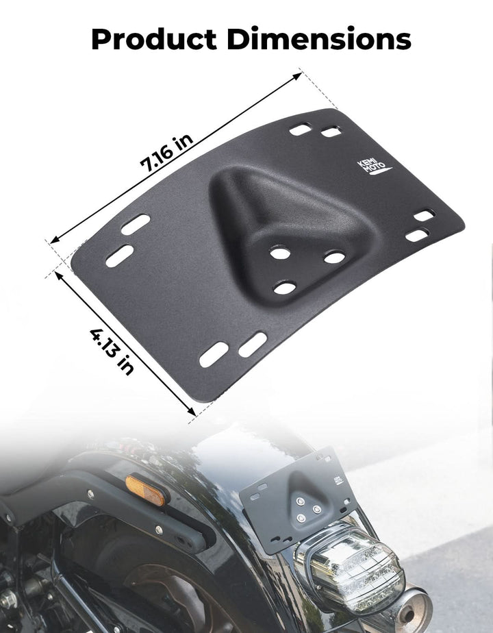 Motorcycle Curved Laydown License Plate Bracket for 3 Hole Mount - Kemimoto