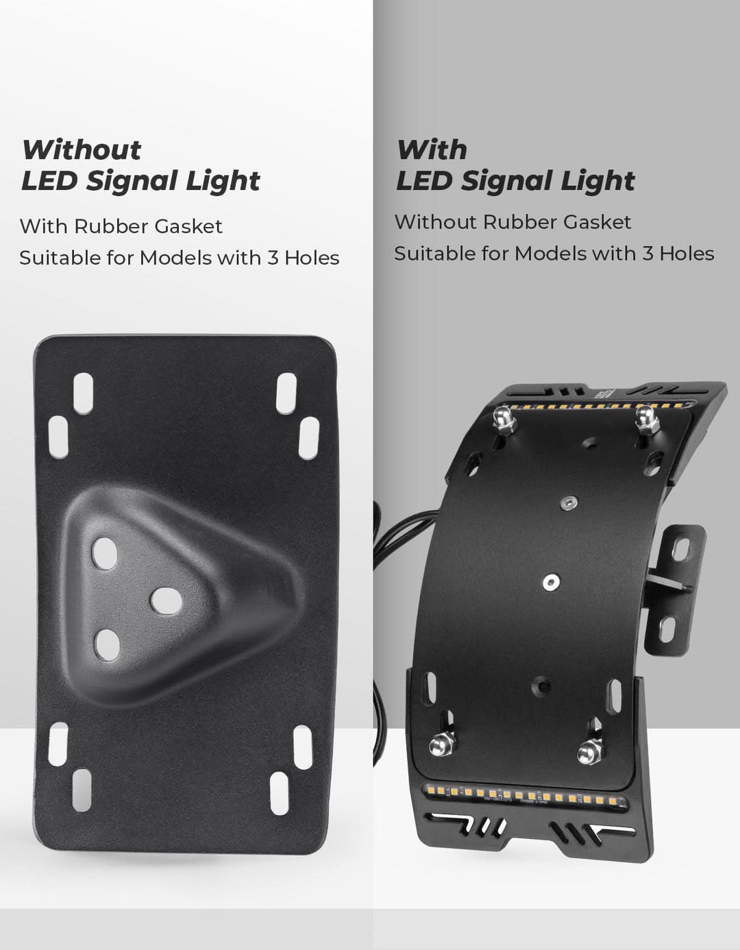Motorcycle Curved Laydown License Plate Bracket for 3 Hole Mount - Kemimoto