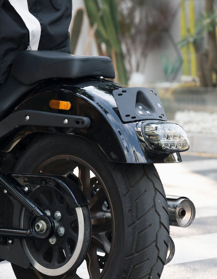 Motorcycle Curved Laydown License Plate Bracket for 3 Hole Mount - Kemimoto