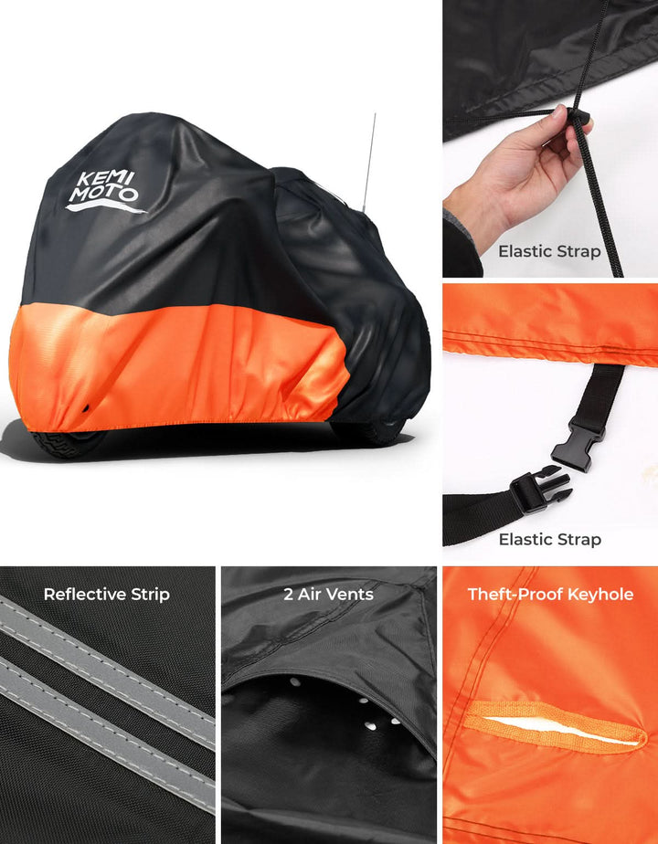 Upgraded Motorcycle Trike Cover 3 Wheel Waterproof Cover for Trike Models - Kemimoto