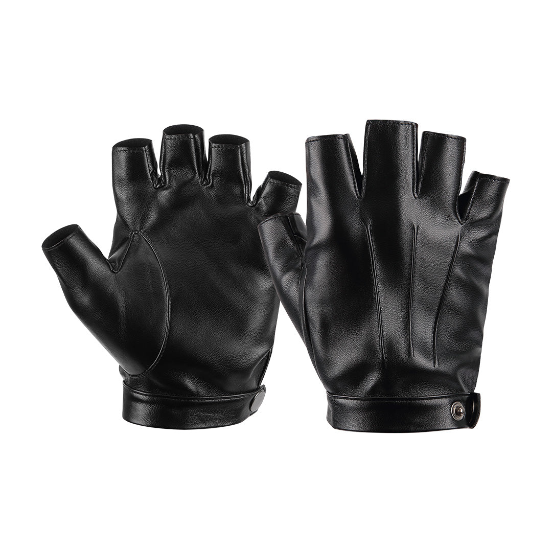 Womens Half Finger Leather Gloves Fingerless