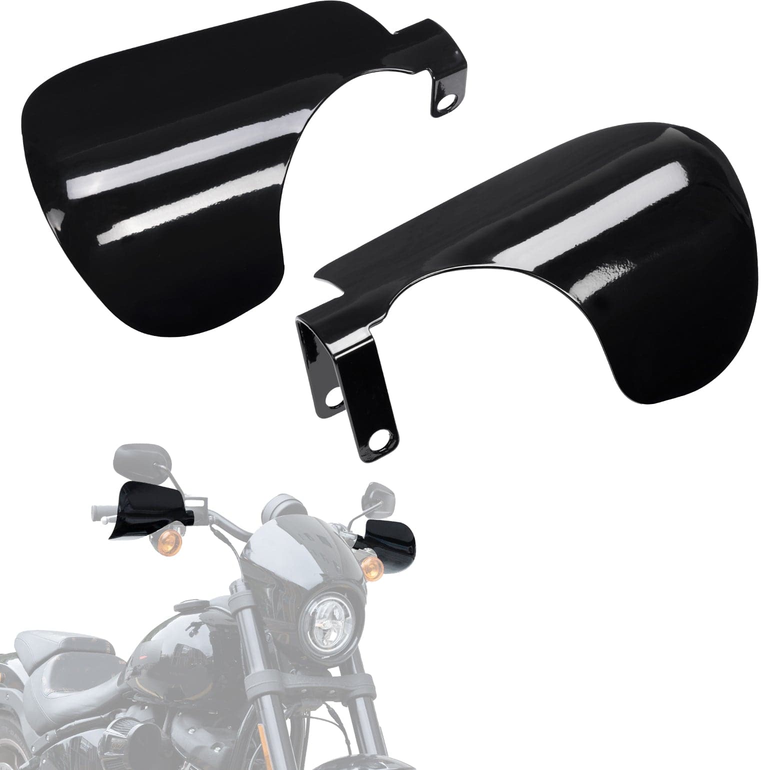 thumbnail image 2 of StarknightMT Motorcycle Handguards Black Coffin Cut Stainless Steel Hand Guards Compatible With 2 of 14