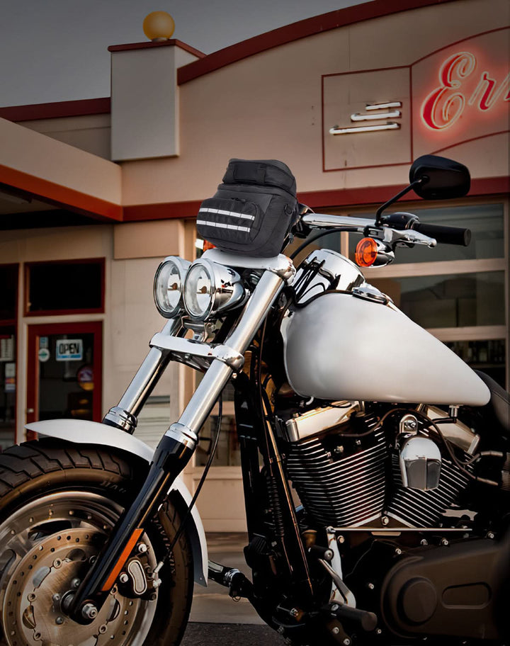 Motorcycle Handlebar Tool Bag for Cruiser Softail Dyna Sportster - Kemimoto
