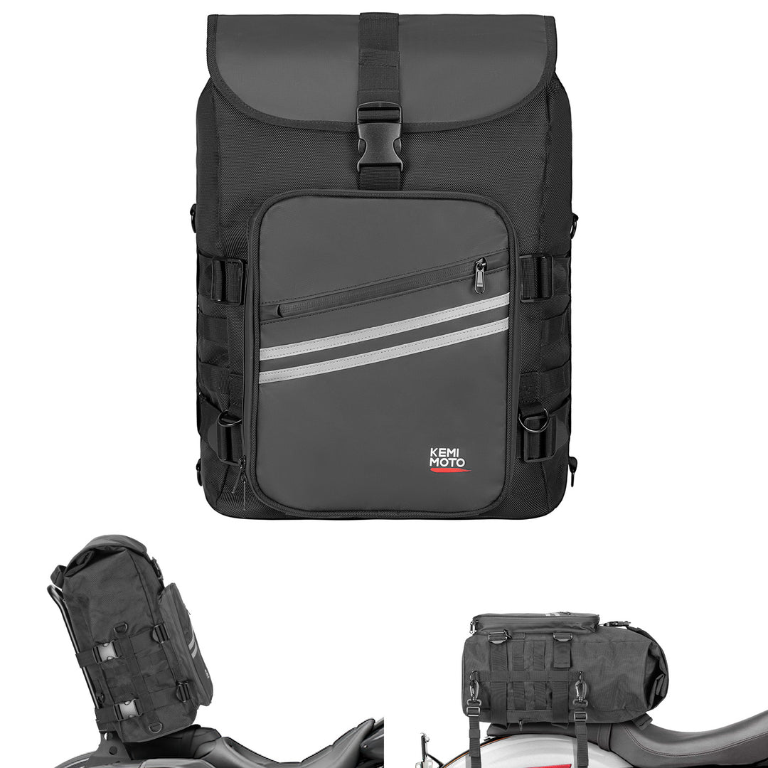 Motorcycle Sissy Bar Bag 30L Motorcycle Tail Travel Luggage Bag - Kemimoto