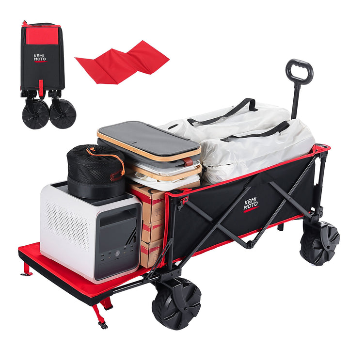 Heavy Duty Folding Beach Wagon Cart 220lbs for Camping Garden Sports - Kemimoto