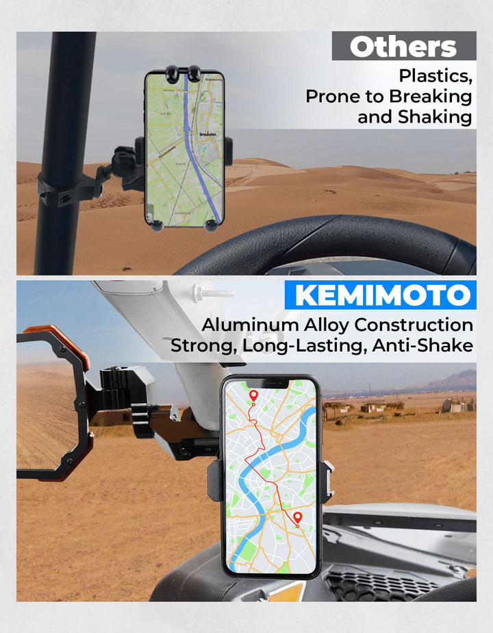 Kemimoto Custom-Built UTV Phone Mount for Mirror X1/X1PRO - Kemimoto