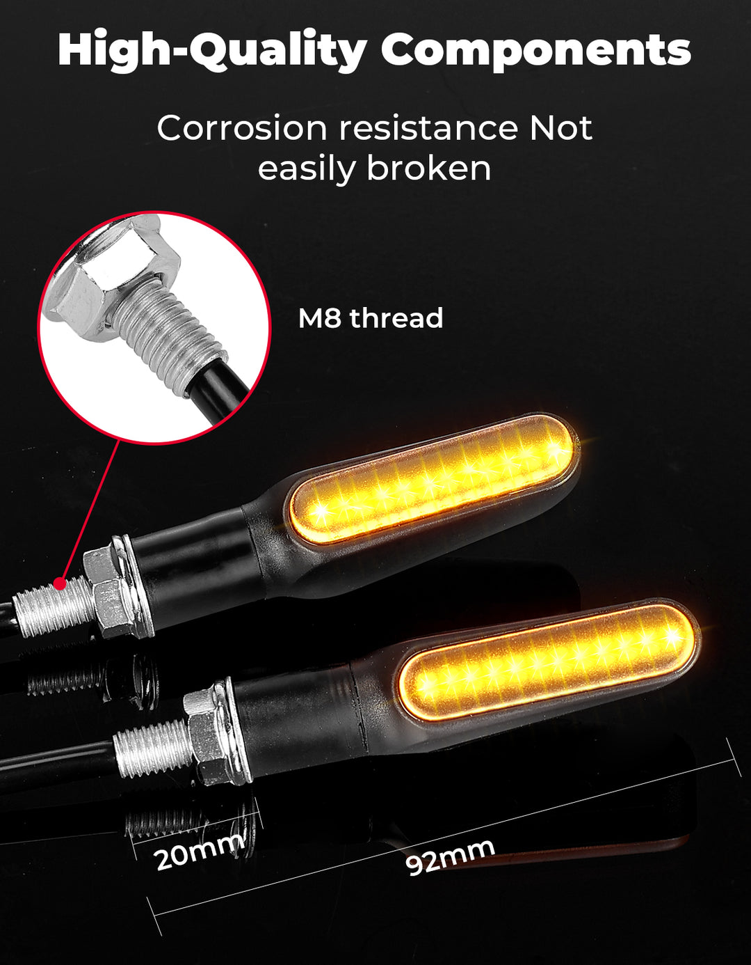4782LM Motorcycle Turn Signals Light, 2PCS - Kemimoto