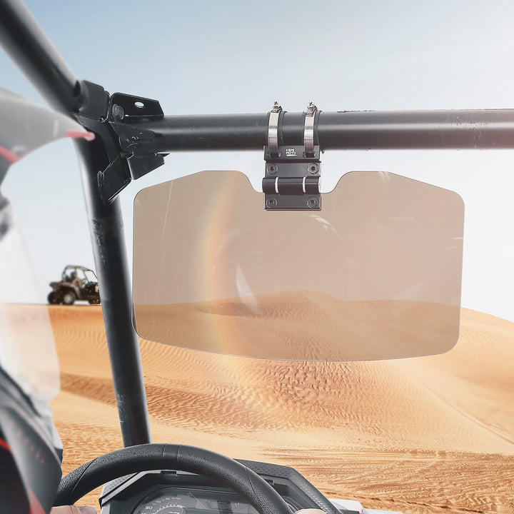Oversized Upgraded UTV Sun Visor Mirror for 1.5”-2” Roll Bars - Kemimoto