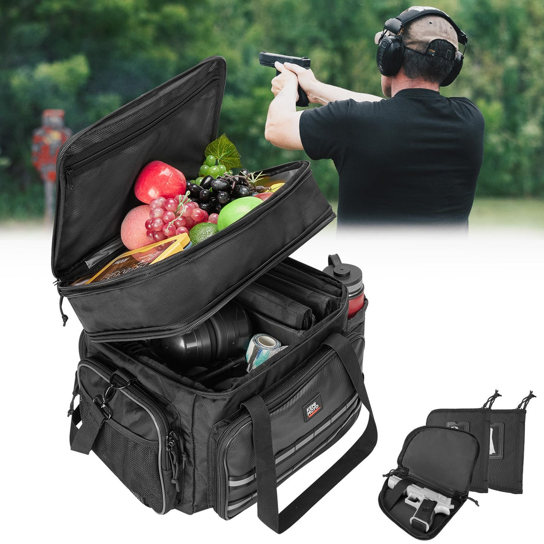 Pistol Range Bag for Shooting, Hunting, Black - Kemimoto
