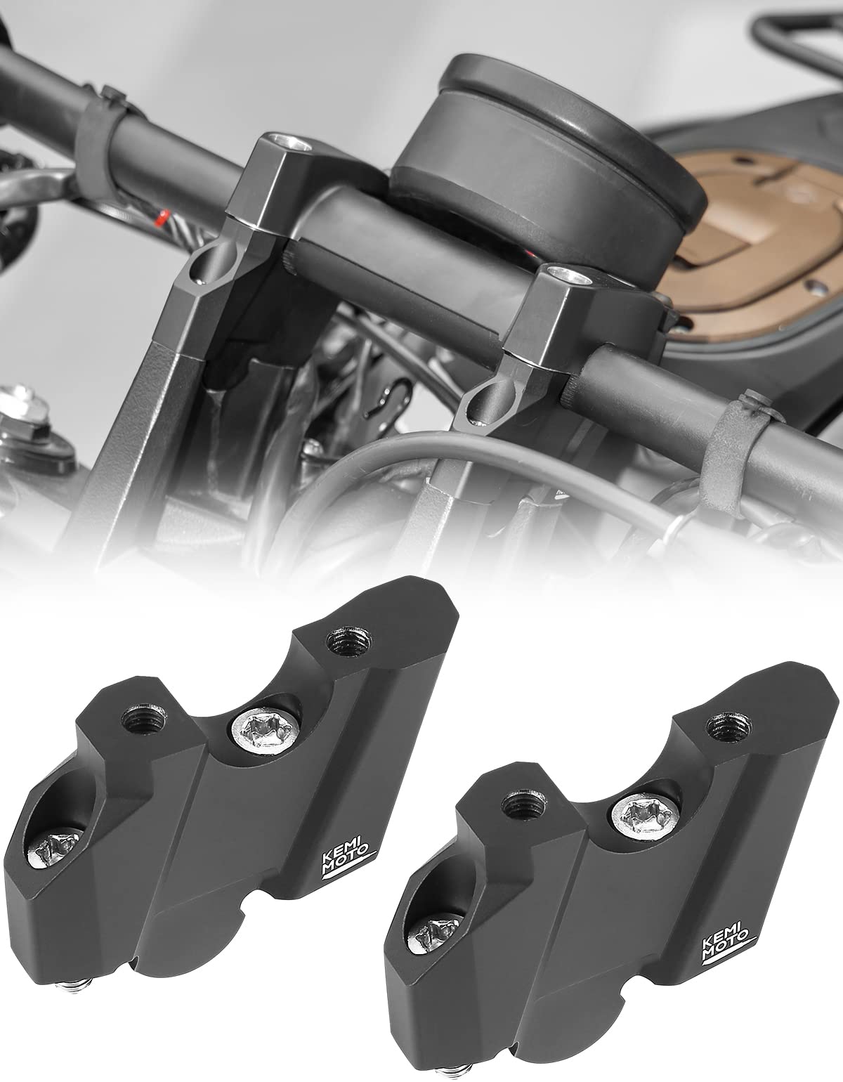 PETCHOR NC 7/8" Handlebar Riser, Clamp Motorcycle Riser, Bars Kit Rise 30mm Height, Compatible With Kawasaki Honda Suzuki ATV Dirt Bike Yamaha MT-07 MT-09 (Black