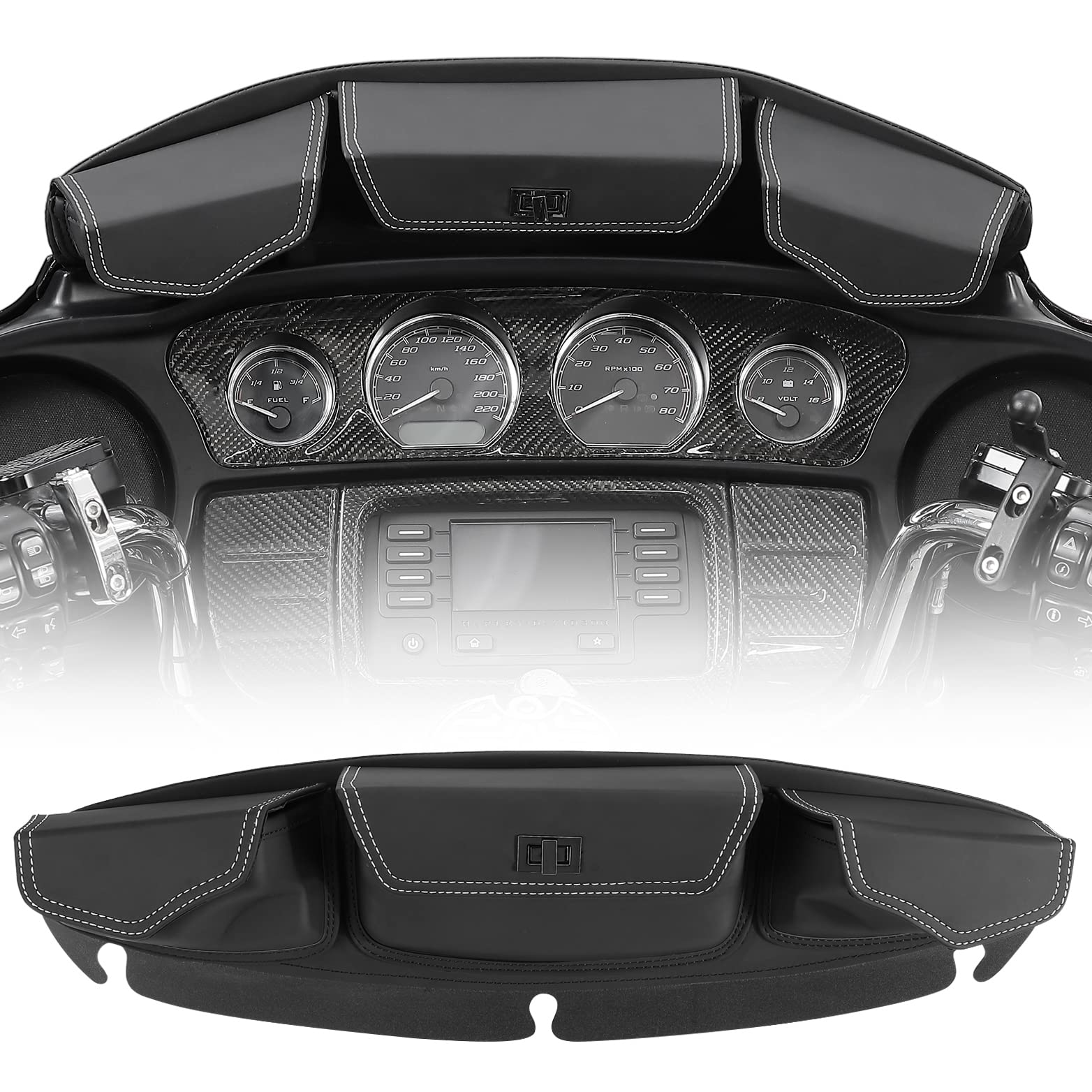 3 Pocket Windshield Bag Fairing Pouch For Harley Davidson Touring - Foto 4